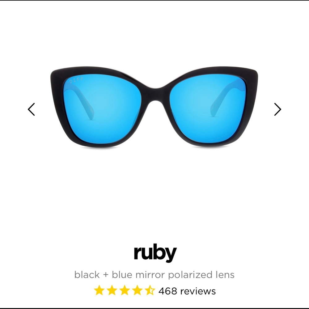Diff Eyewear Ruby Black with Blue Polarized Lens